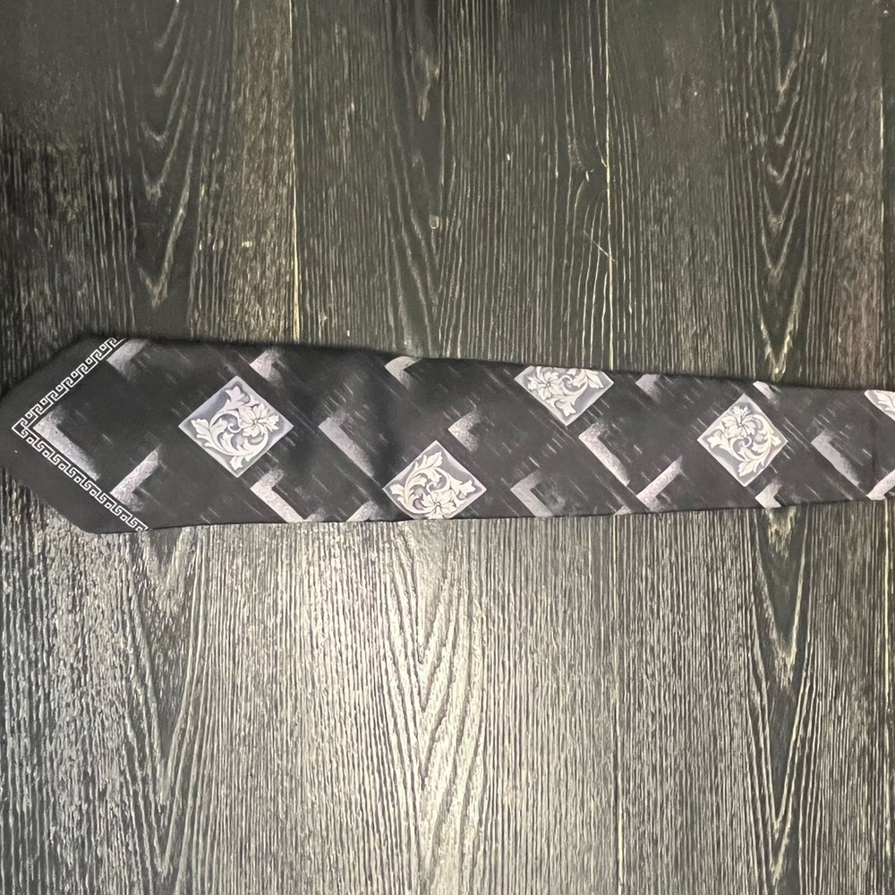 Black and Gray Patterned Tie